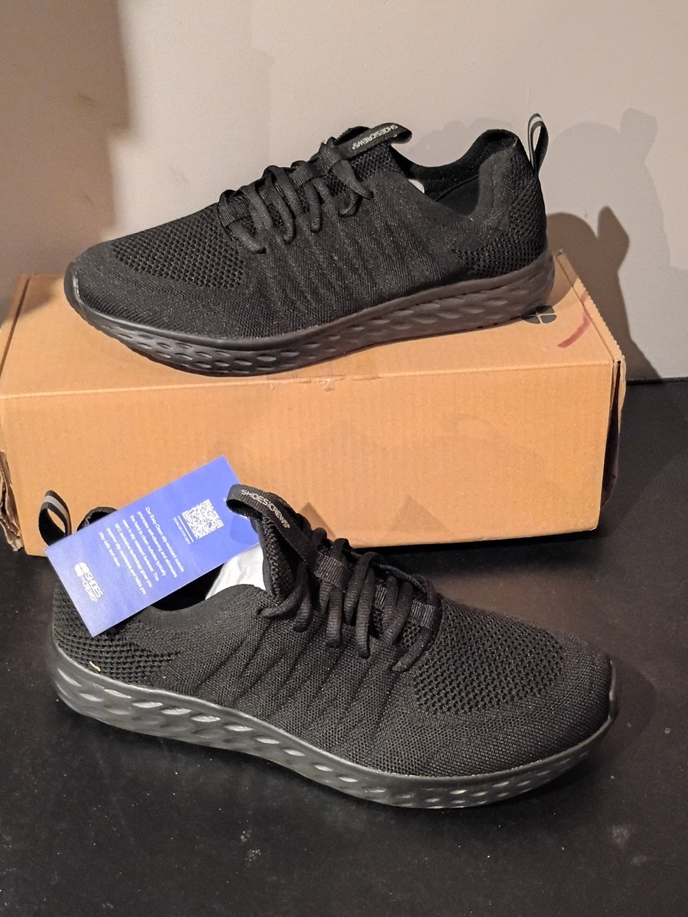 Shoes For Crews Black Knit Slip-Resistant Sneakers